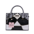 Women's large-capacity PU tote handbag in blue with horizontal square shape and zipper closure