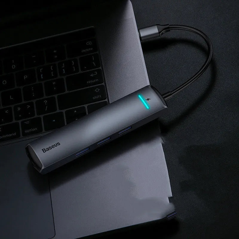 Mechanical Eye Type-C docking station in dark grey, 5Gbps, compatible with MacBook and iPhone models