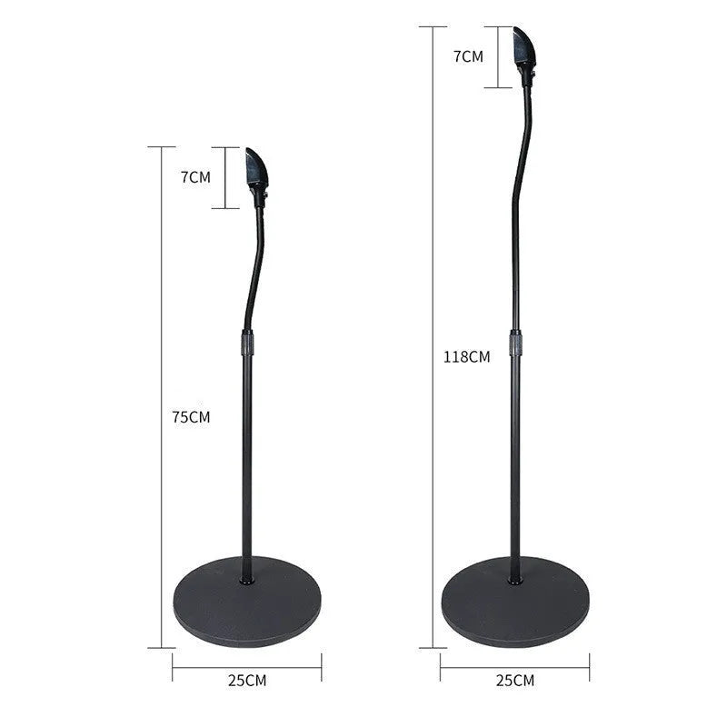 Black tripod speaker stand rack for Apple Satellite bookshelf speakers with a silicone seat.