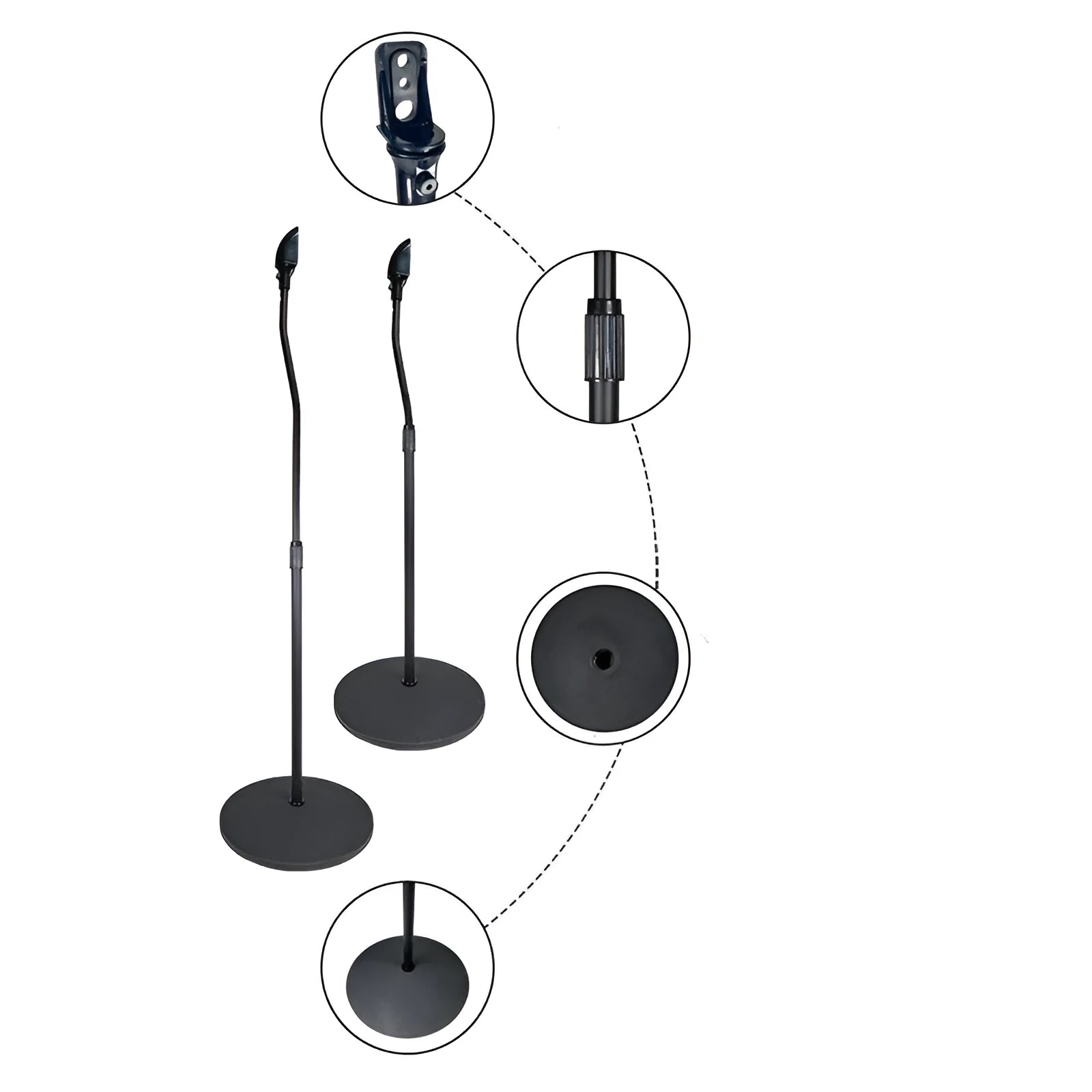 Black tripod speaker stand rack for Apple Satellite bookshelf speakers with a silicone seat.