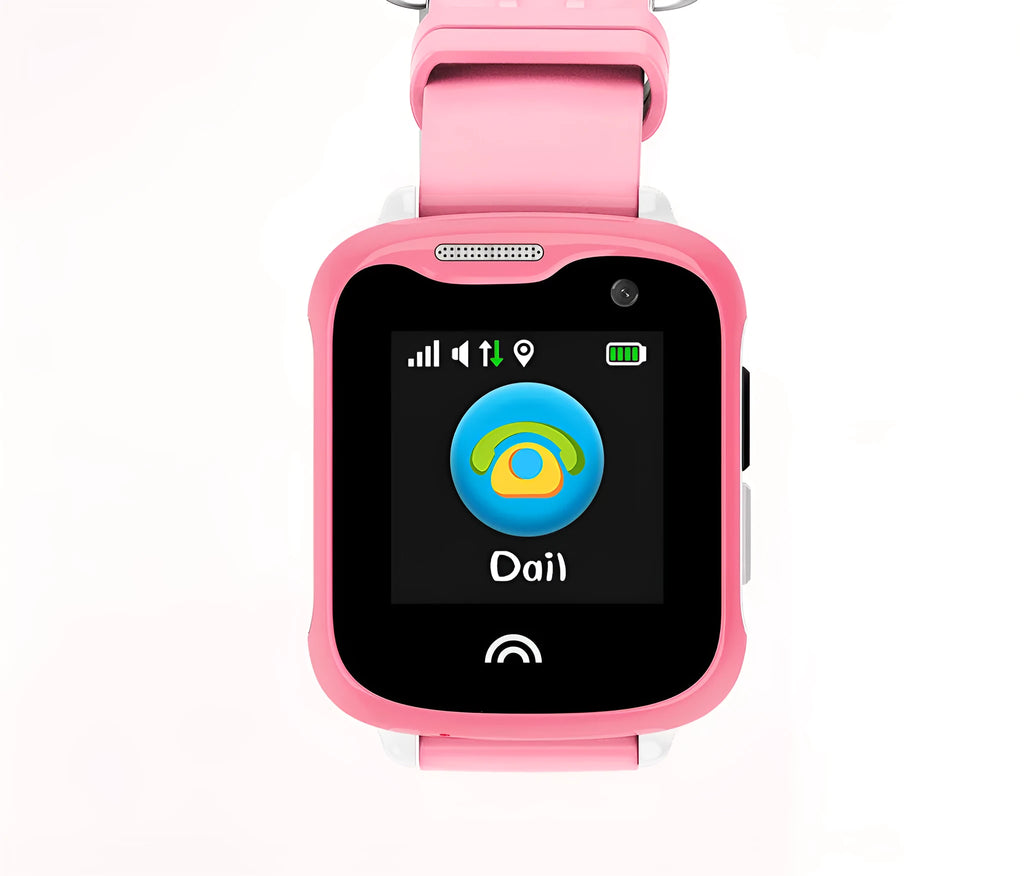 Children's waterproof smartwatch with colour touch screen on a silicone strap.