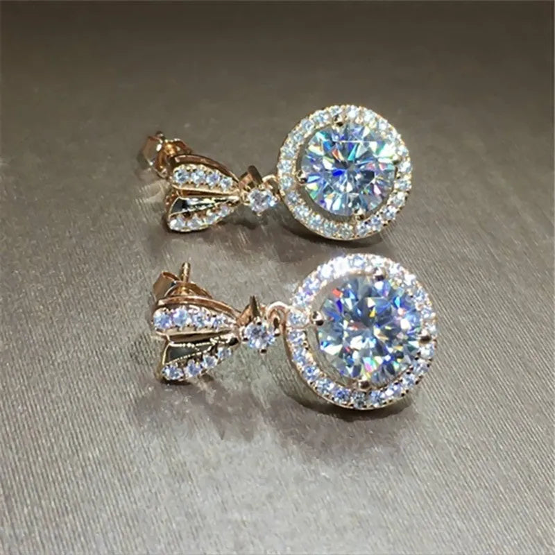 Bohemian dangle round earrings for women, copper zircon, electroplate, picture colour, one size