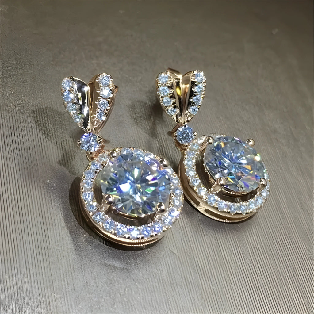 Bohemian dangle round earrings for women, copper zircon, electroplate, picture colour, one size
