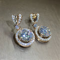 Bohemian dangle round earrings for women, copper zircon, electroplate, picture colour, one size