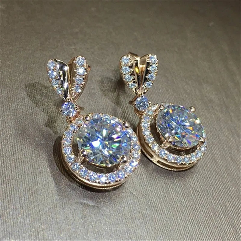 Bohemian dangle round earrings for women, copper zircon, electroplate, picture colour, one size
