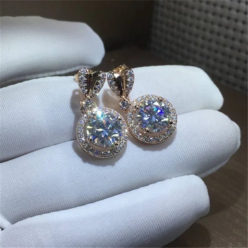 Bohemian dangle round earrings for women, copper zircon, electroplate, picture colour, one size