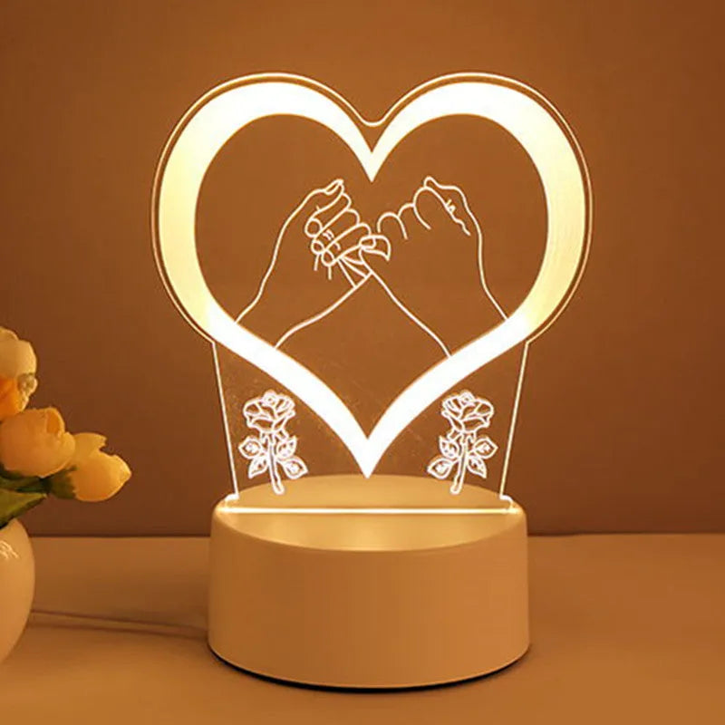 3D acrylic USB night light with unicorn illusion projection in warm white