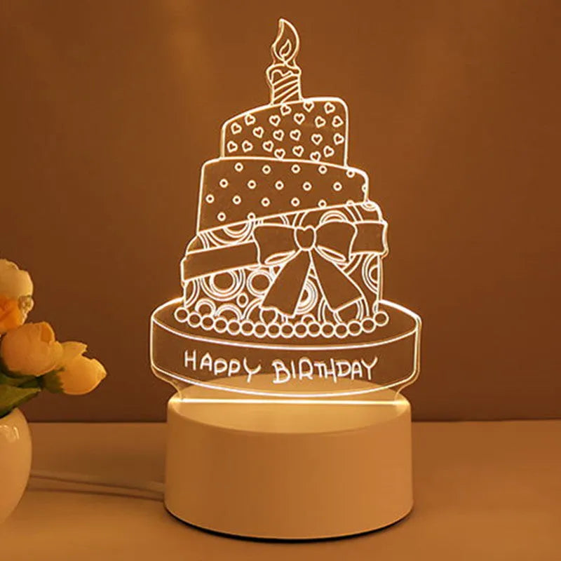 3D acrylic USB night light with unicorn illusion projection in warm white