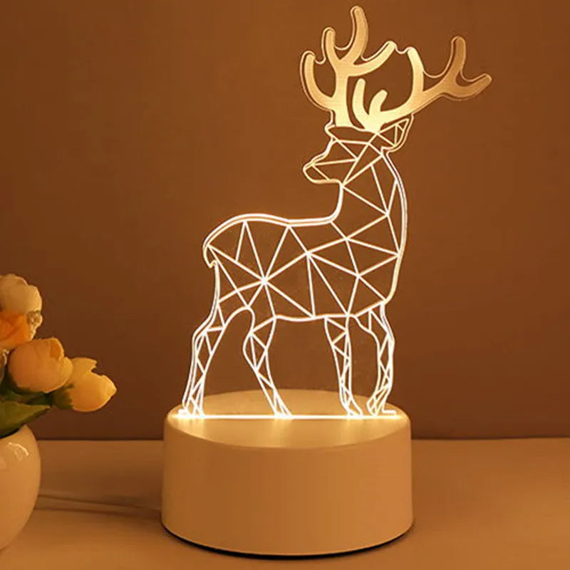 3D acrylic USB night light with unicorn illusion projection in warm white