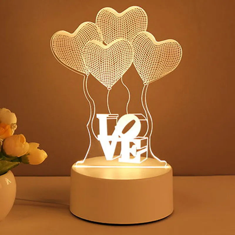 3D acrylic USB night light with unicorn illusion projection in warm white