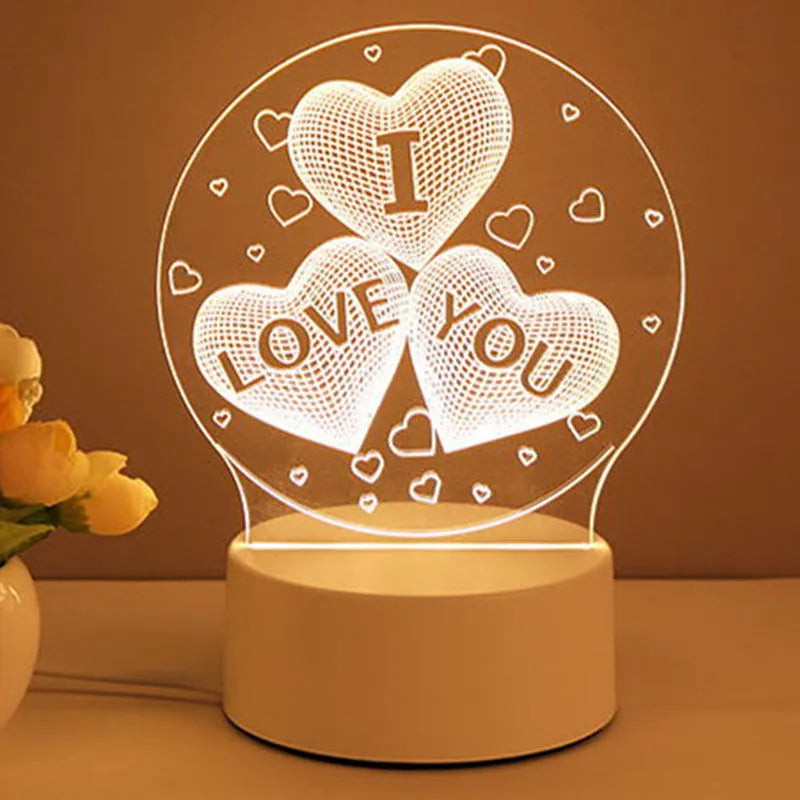 3D acrylic USB night light with unicorn illusion projection in warm white
