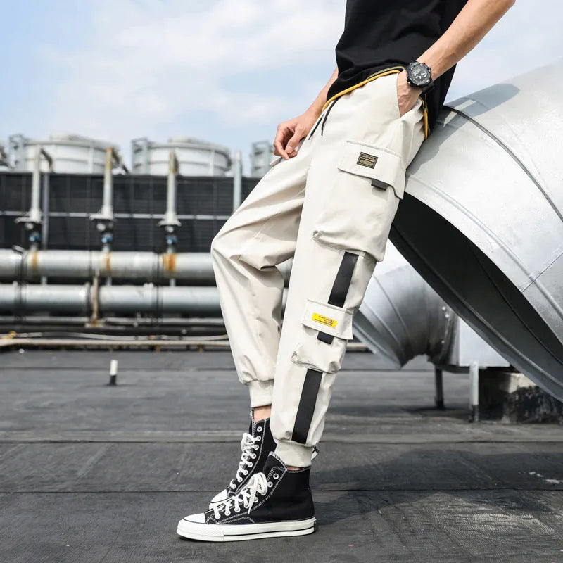 Cotton nine points casual harem pants in black, green, khaki or white, sizes S to 5XL