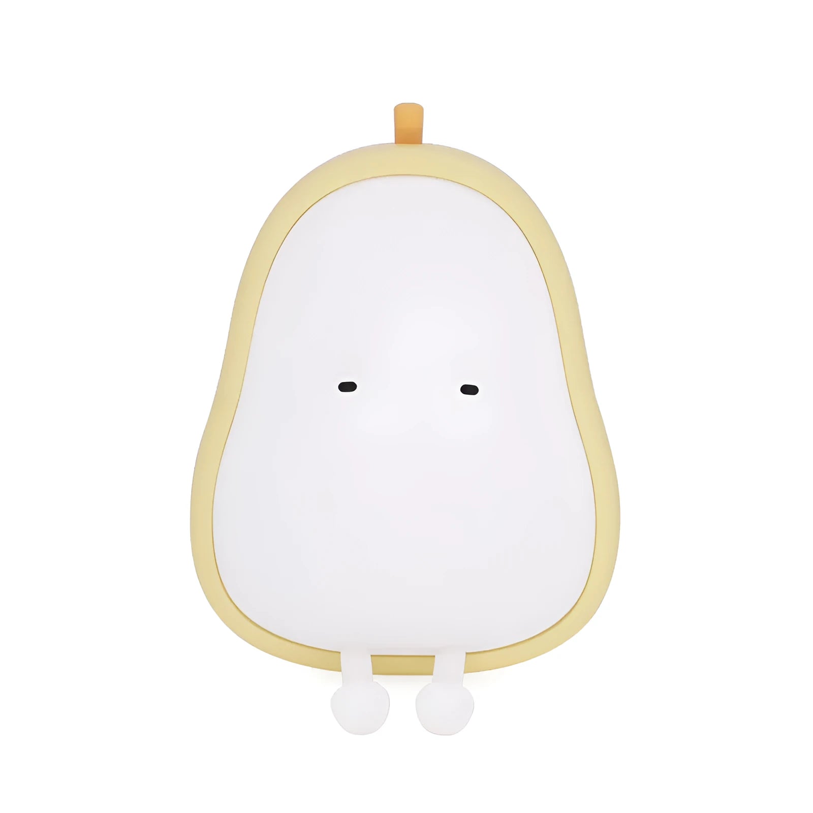 Silicone pear-shaped night lamp in warm yellow colour with compact dimensions