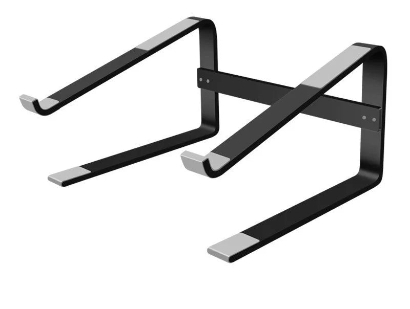 Aluminium alloy laptop stand in silver colour with open-frame design for ventilation