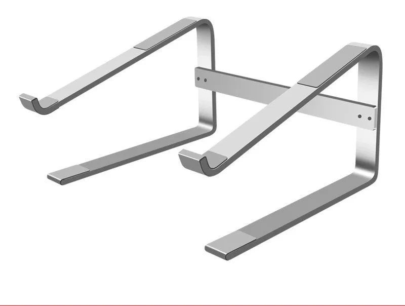Aluminium alloy laptop stand in silver colour with open-frame design for ventilation