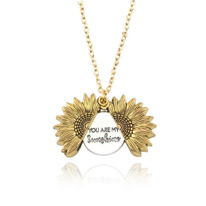 A stunning sunflower pendant necklace with an adjustable chain in various fashionable colors