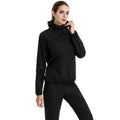 Women's polyester sports suit with gym sweatshirt and running tights, black and colour-blocked, sizes M-3XL