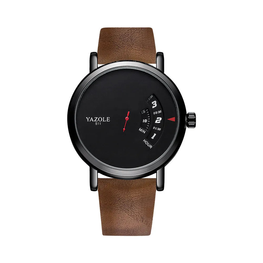 Men's waterproof quartz watch with turntable feature on metal strap showing analogue and digital display