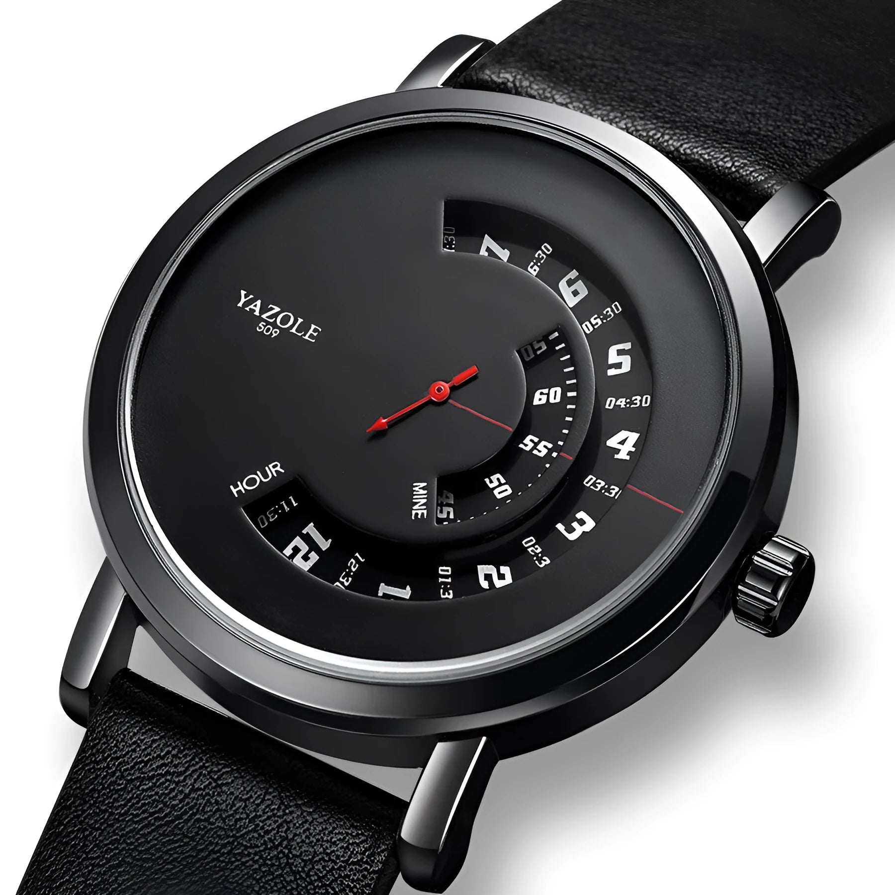 Men's waterproof quartz watch with turntable feature on metal strap showing analogue and digital display