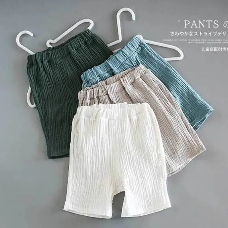 Baby boys girls summer two-piece cotton suit with short sleeves and folded detail in lake blue, dark green, brown, white, light grey