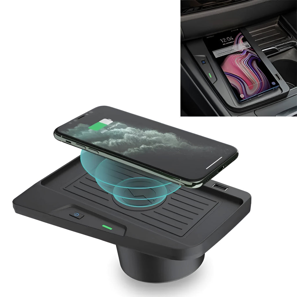 Car Qi wireless charger 10W fast charge with three-coil design for BMW 3 Series 5 Series X3 X4 X5 X6