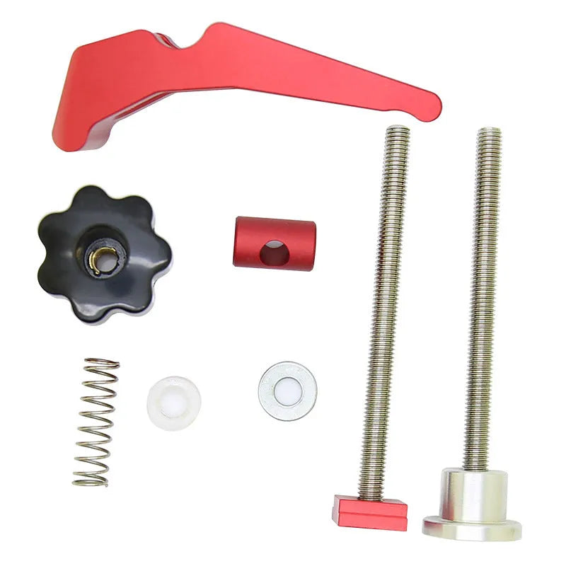 Red aluminium alloy woodworking table block slide holder with American style handle and flat mouth design