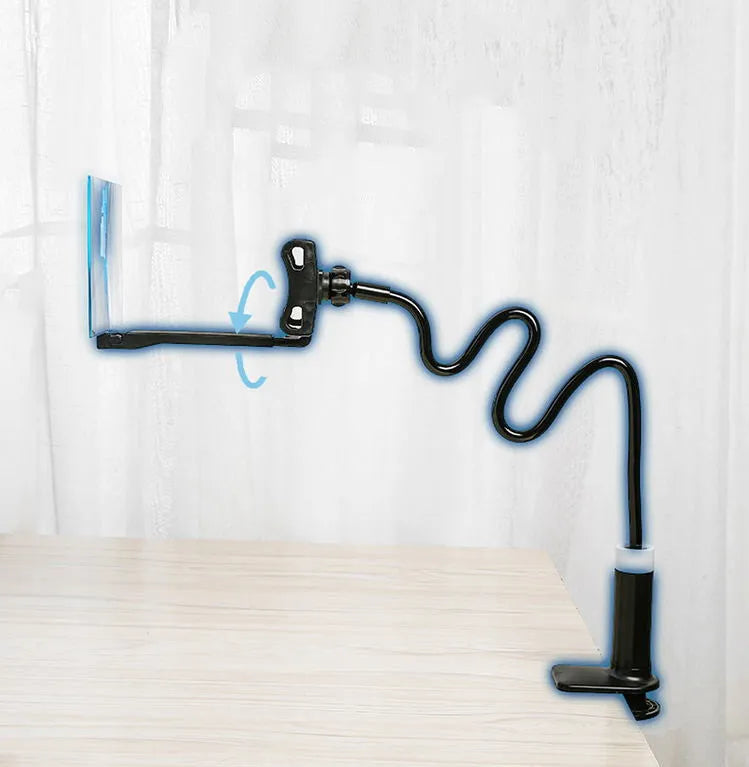 Black 12-inch mobile phone screen magnifier on an adjustable folding stand with a blue acrylic lens.