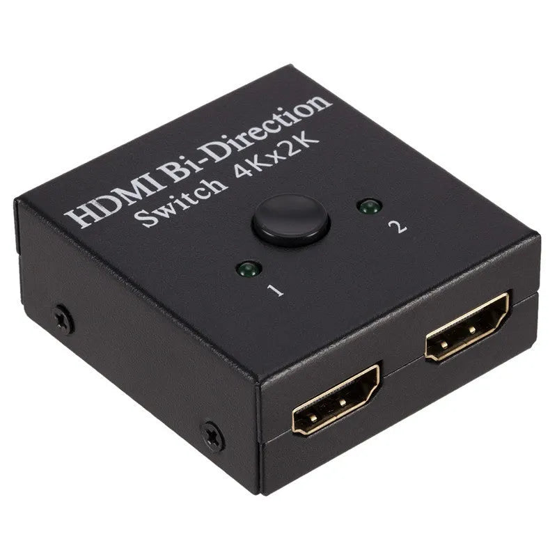 Black HDMI switcher 2 in 1 out HD 4K 2K expansion distributor with one-click switching