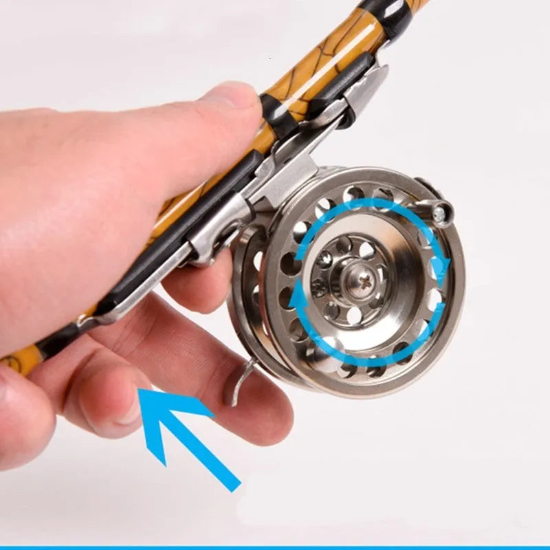 Silver aluminium alloy front round rock rod wheel with brake handle and perforated wheel body