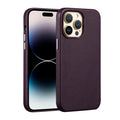 Berry Purple genuine leather magnetic phone case for iPhone showing magnetic adsorption feature.