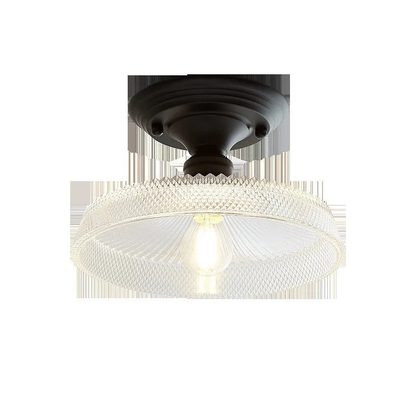 American retro single-head ceiling lamp with clear glass shade and vintage industrial style
