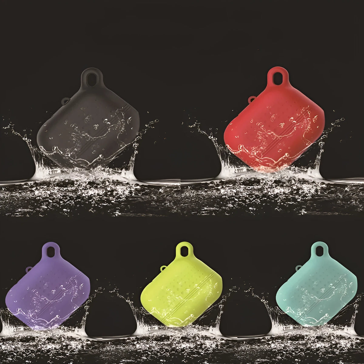 Silicone case for AirPods Pro in black, blue, purple, red, or yellow, dustproof and non-slip.