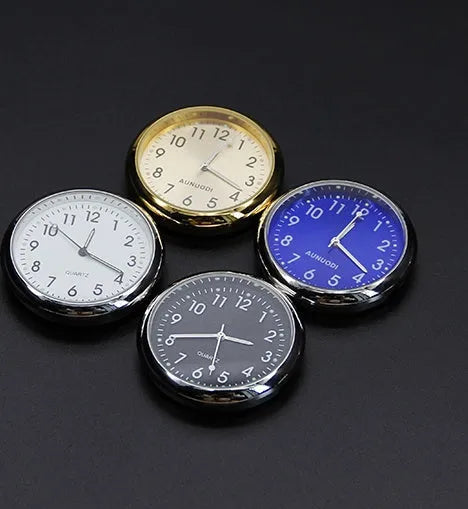 Luminous car clock and thermometer in black, blue, red or white plastic, Mini clock or Thermometer model