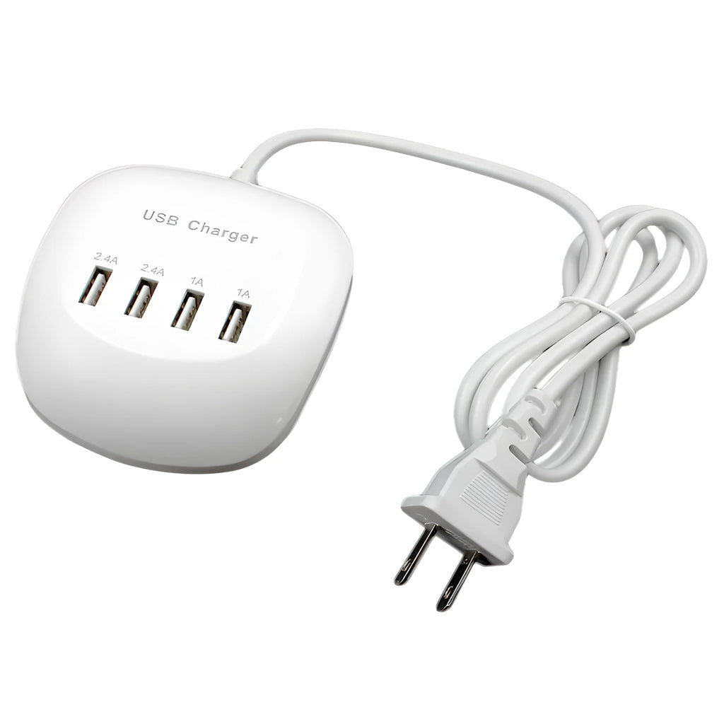 White USB wall charger with two ports and EU plug style for international device charging