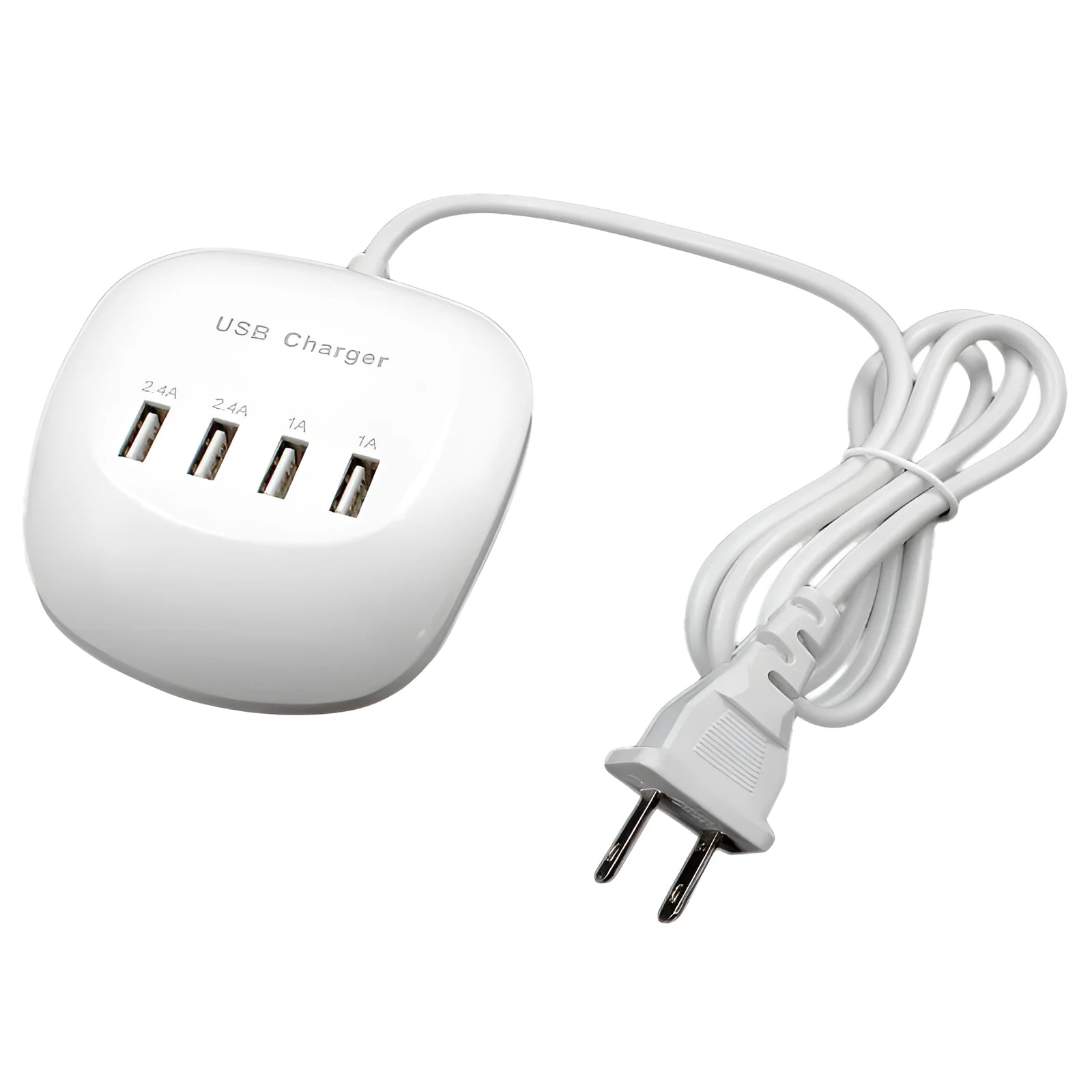 White USB wall charger with two ports and EU plug style for international device charging