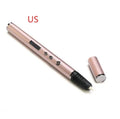 3D printing pen for DIY educational toys in black, gold, pink, or silver colour with adjustable speed control