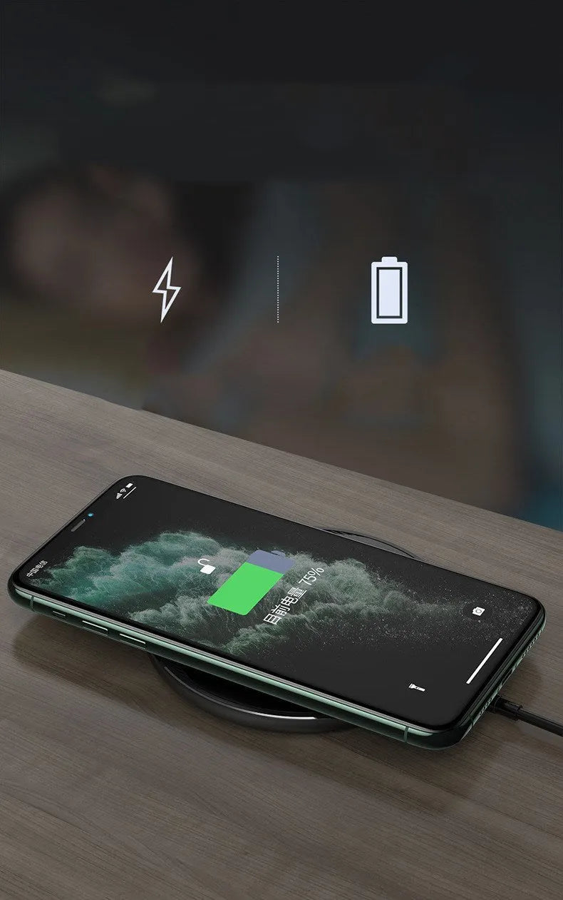 Black Kuulaa KL-CD16 wireless disc charger for mobile phones with LED indicator light