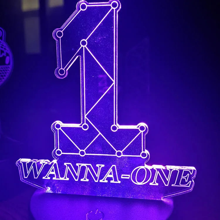 Clear acrylic stand with LED base displaying BTS Light 101 Tower Gem light stick replica