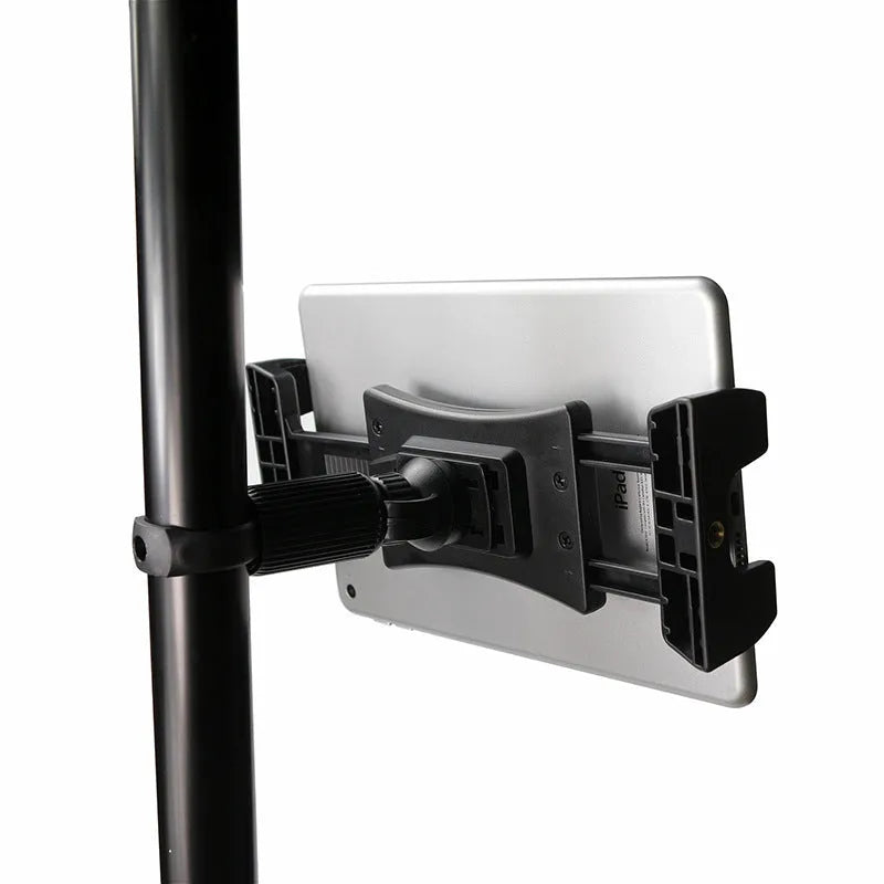 Black ABS+PC tablet holder with lanyard base for car headrest use