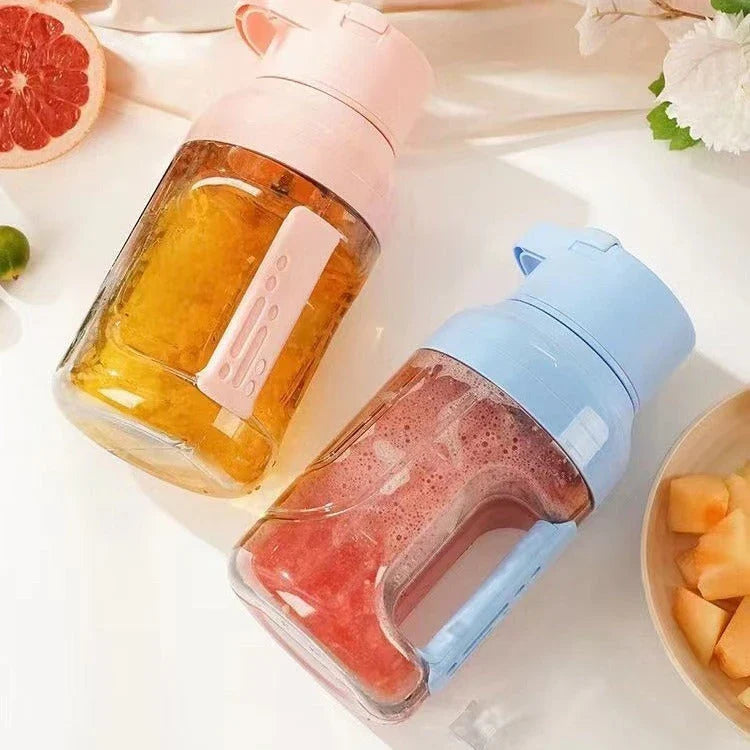 Portable USB rechargeable juicer blender with 50 oz capacity, precision steel blades, and double handles for easy use