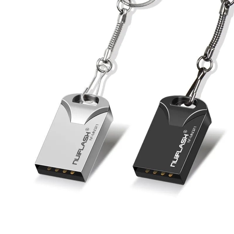 Mini USB 2.0 flash drive in black and silvery finishes, capacities 4GB to 128GB