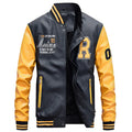 Men's casual PU leather jacket in red with full polyester lining, front view with zip closure