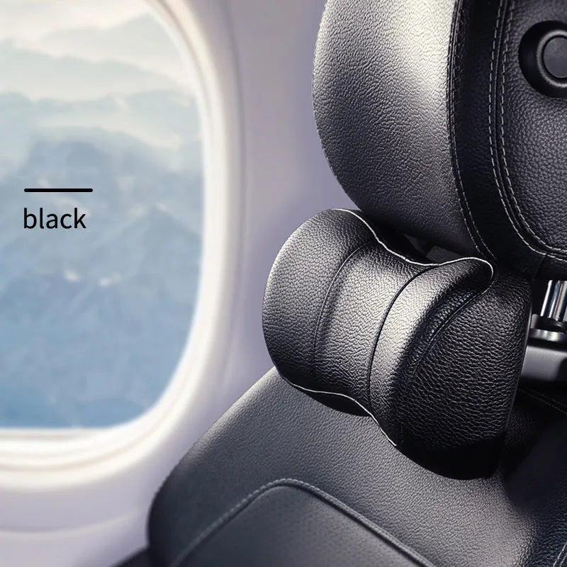 Baseus First Class Car Headrest in black, PU leather and aluminium alloy, front 270x123mm and side 181x123mm