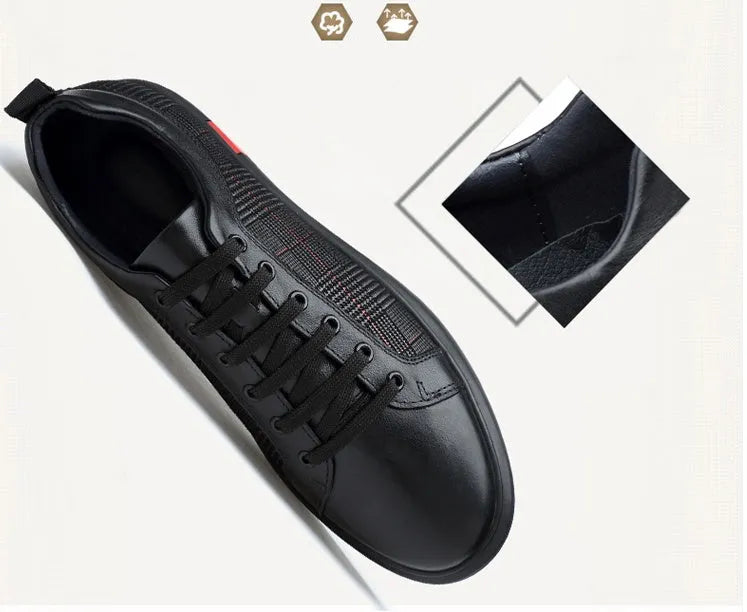 SOLEY men's genuine leather lace-up sneakers with rubber outsole, shown in a casual style.
