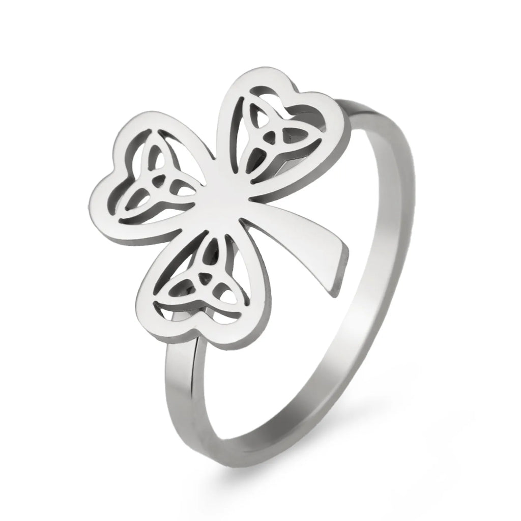 Stainless steel hollow ring with electroplated finish in gold or steel colour