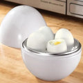 White microwave egg steamer boiler cooker with capacity for four eggs