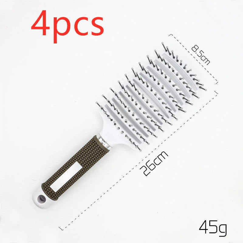 Detangling hairbrush with bristle and nylon teeth for effortless hair management and scalp massage