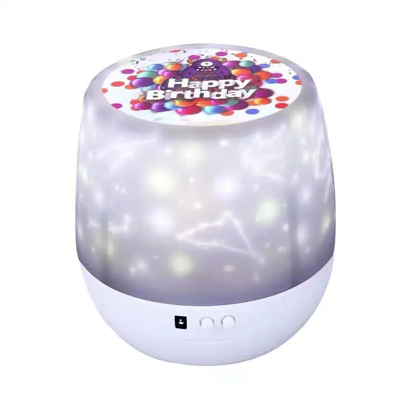 Sky Fall projector night light for kids showing constellation projection on a ceiling, USB powered, with five film discs