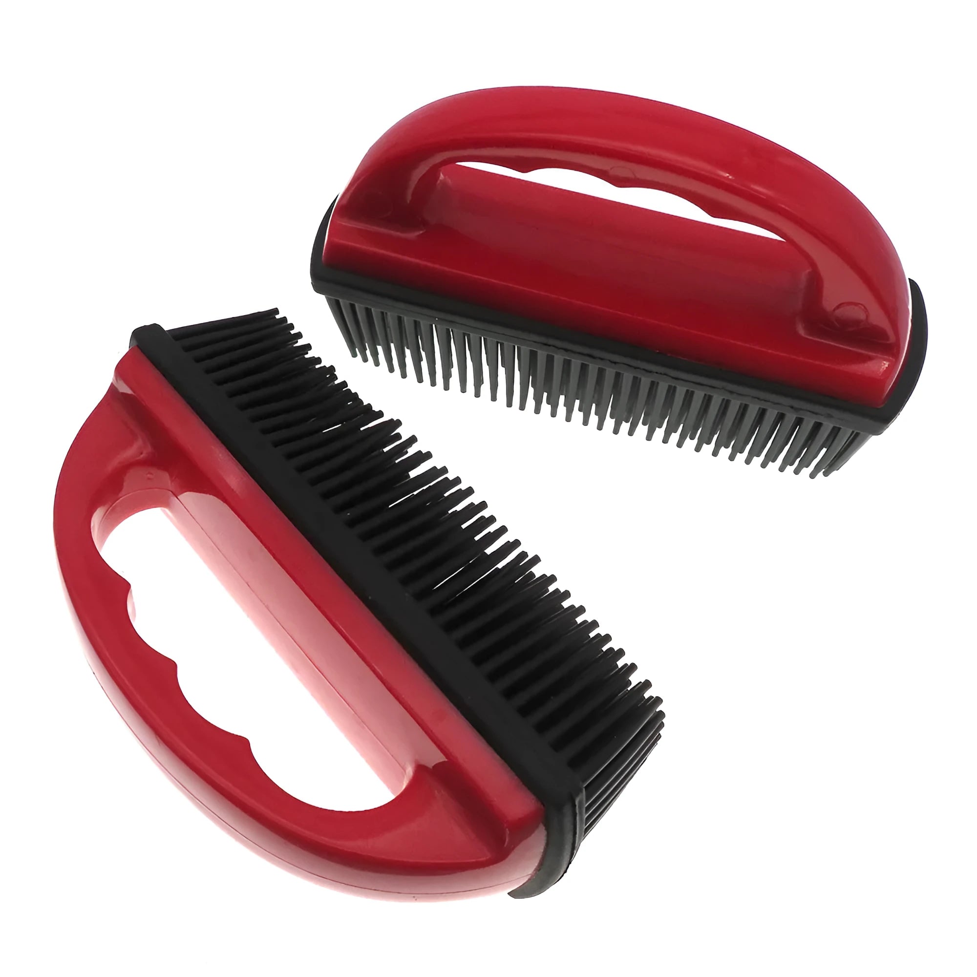 Red silicone pet grooming brush for hair removal measuring 160mm by 85mm