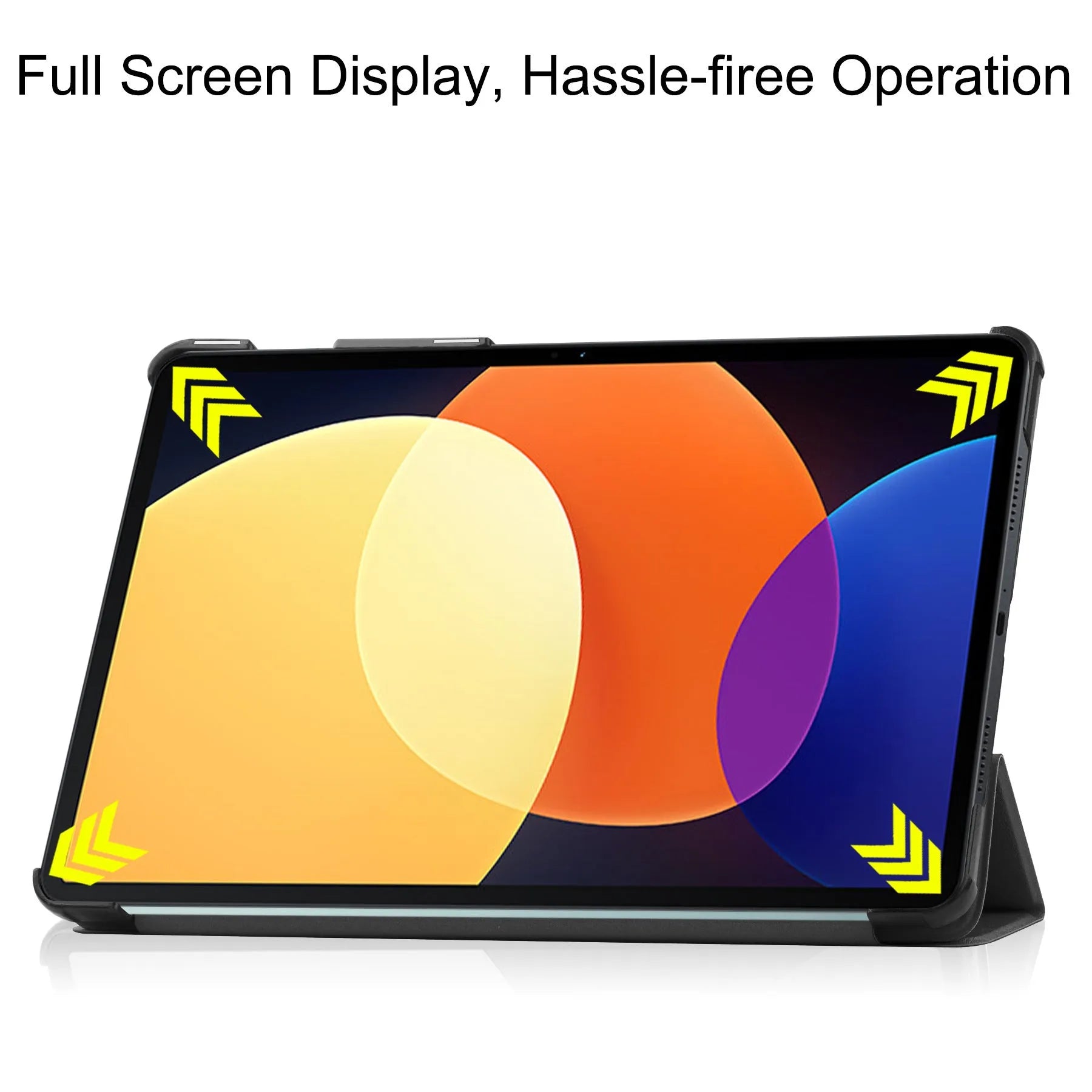Ultra-thin black tri-fold protective case for Xiaomi Pad 5 Pro 12.4 with auto wake function
